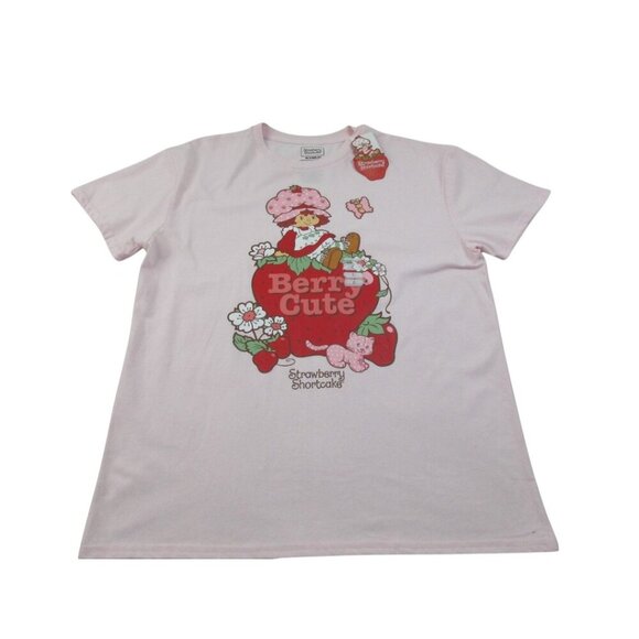Strawberry Shortcake T-Shirt Pink‎ Berry Cute Graphic Print Crew Neck - Picture 1 of 10